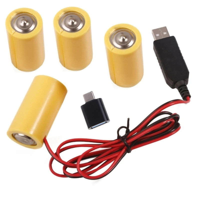 97cm USB to 6V LR14 C Dummy Battery Eliminate Cable for 4 LR14 C Battery for Toy, Controllers Water Heater, Torches