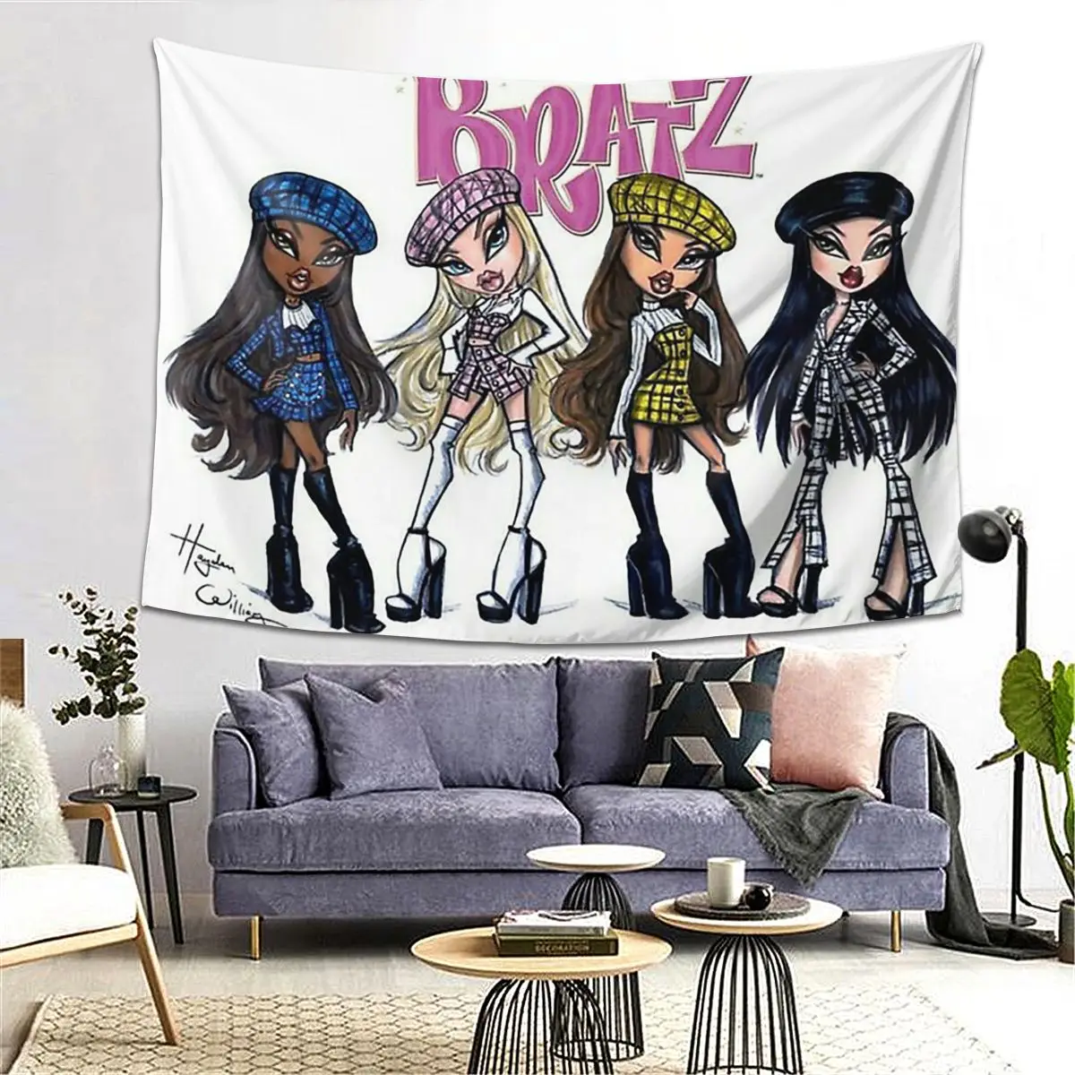 

Bratz Rock Angelz кукла гобелен Декор искусство эстетические гобелены для гостиной спальни дома настенная ткань настенная подвеска