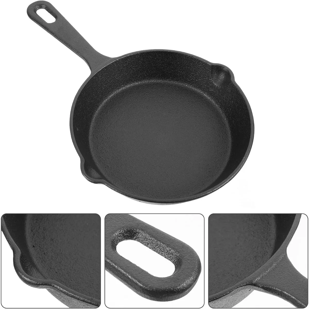 Cast Iron Round Frying Pan Griddle Egg Pan Reusable Skillets for Indoor Outdoor Stove Grill Home Kitchen Cookware