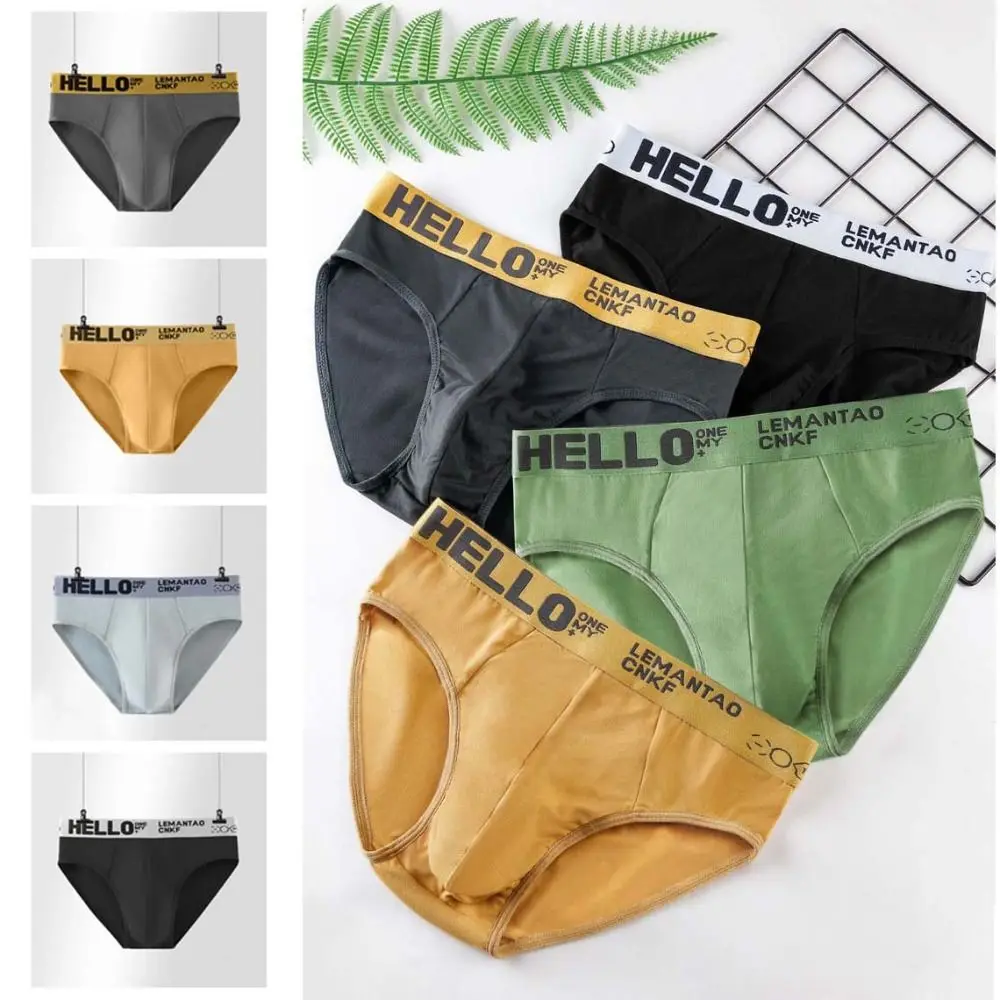 

5PCS Simple Low Waist Men Thin Panties Elastic Male Lingerie Underwear for Men Briefs Letter Underpants Four Seasons