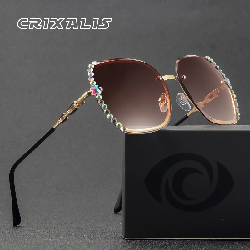 CRIXALIS Damen-Sonnenbrille mit Bohrer, verschiedene Farben zur Auswahl, Reisen, Urlaub, trendige Mode-Sonnenbrille, UV400-Sonnenbrille, Omcia Diego Diego