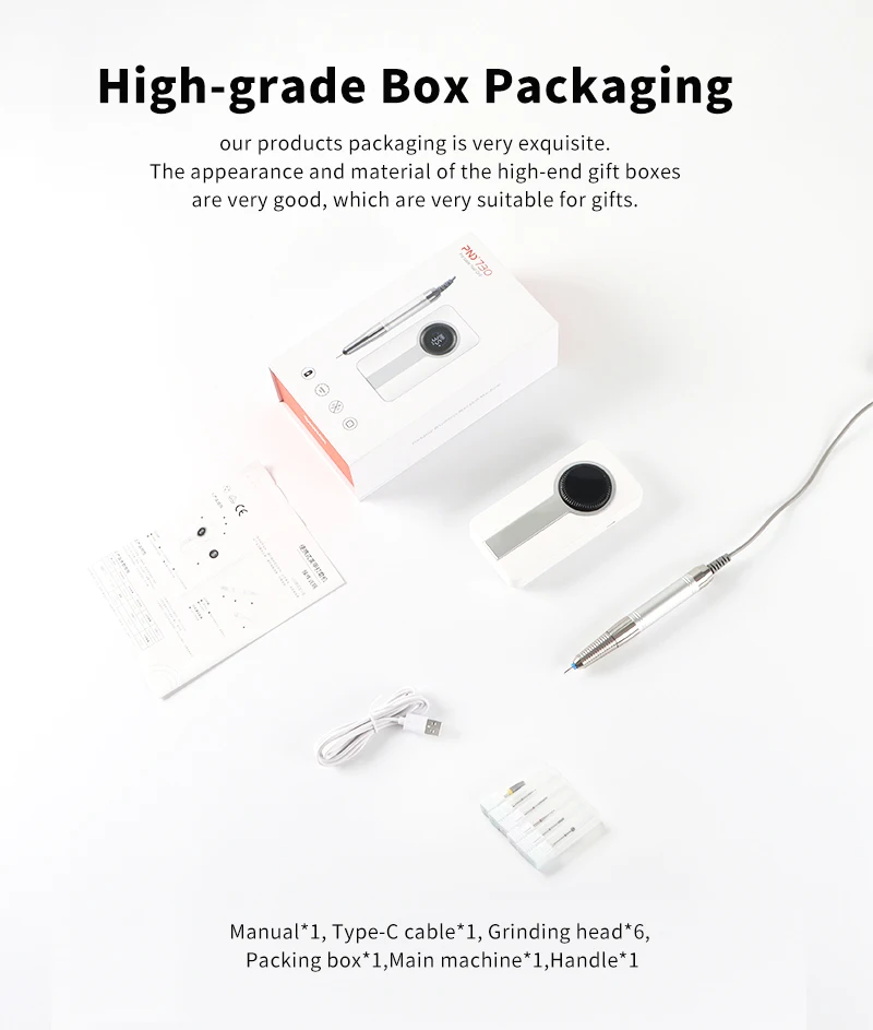 ポータブル35000RPMネイルドリルマシン充電式電動ブラシレスネイルドリルマシン低騒音マニキュアネイルジェルポリッシャー