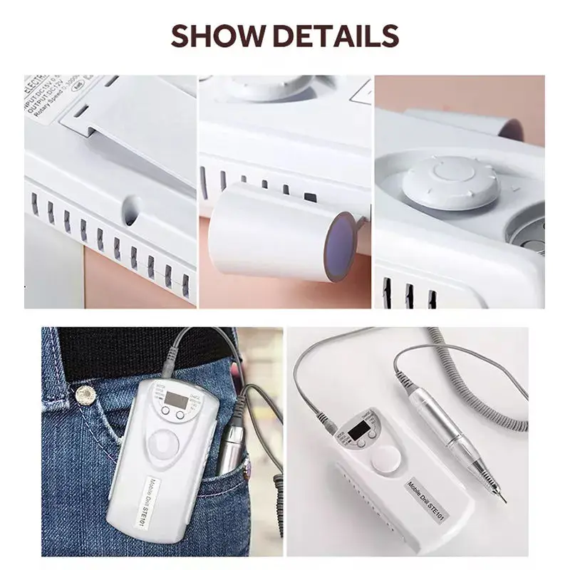 1 Set Electric Nail File Excellent Electric Nail File Machine with Nail Drill Bits Set Lightweight Polishing Machine