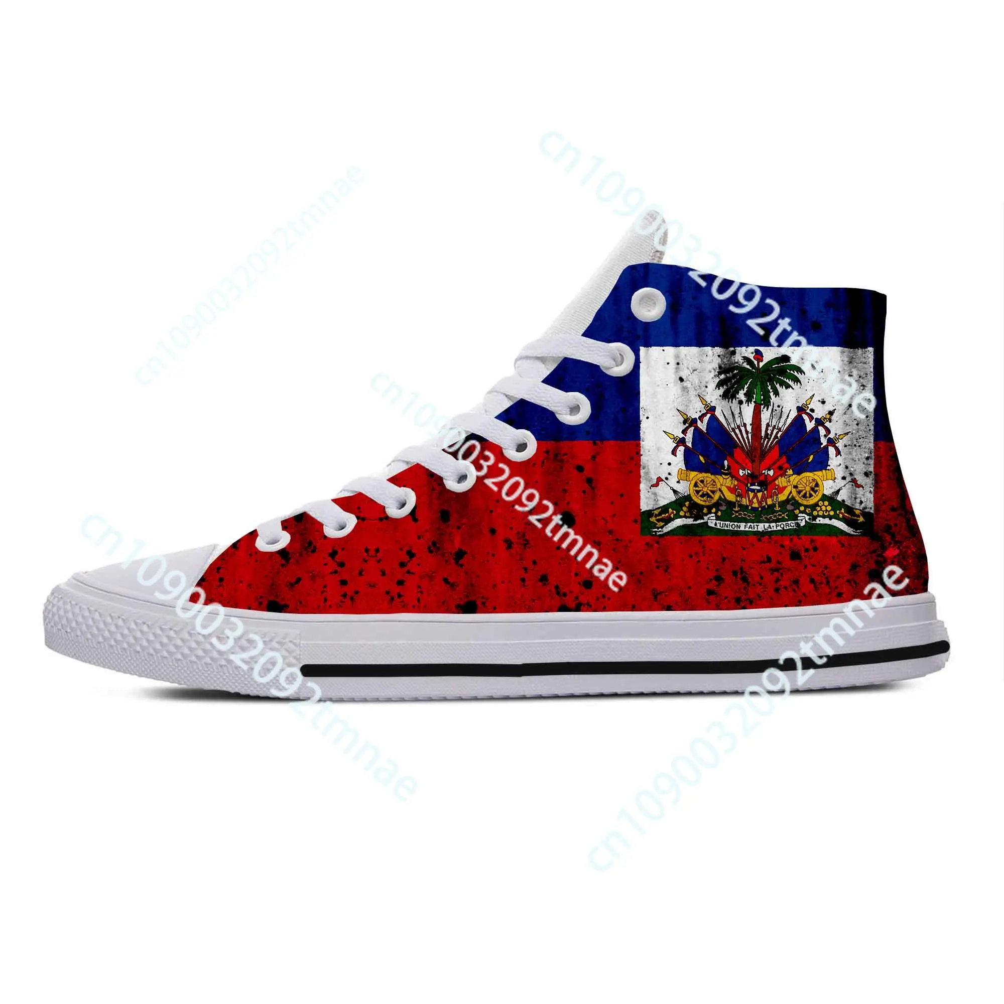 Haiti Haitian Flag Patriotic Pride Funny Fashion Casual Cloth Shoes High Top Comfortable Breathable Custom  Men Women Sneakers