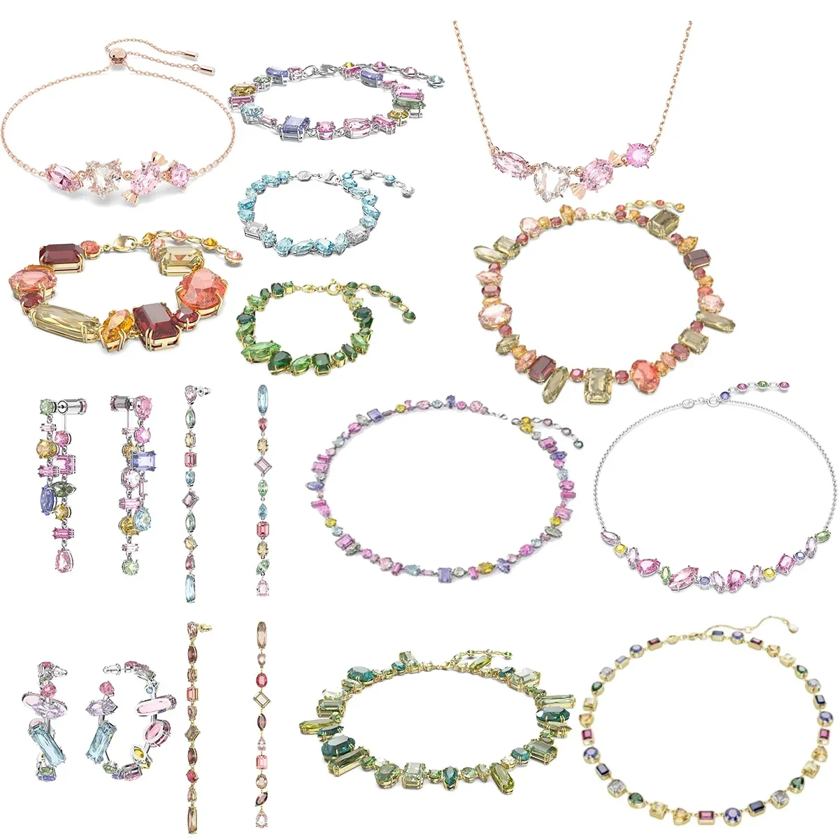 

MOTO Accessories 2024 hot Austrian Crystal Jewelry Color Candy Crystal Gem Bracelet Necklace Earrings Elegant and Fashionable