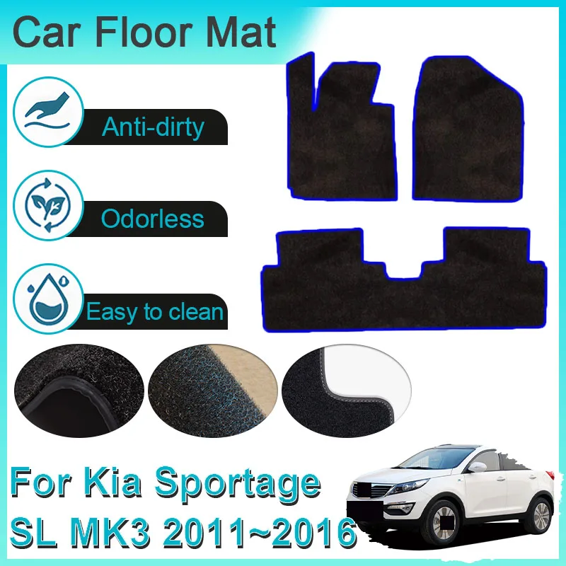 

Car Floor Mats Fit For Kia Sportage SL MK3 2011~2016 2012 2014 Rugs Panel Footpad Carpet Cape Cover Foot Pad Sticker Accessories