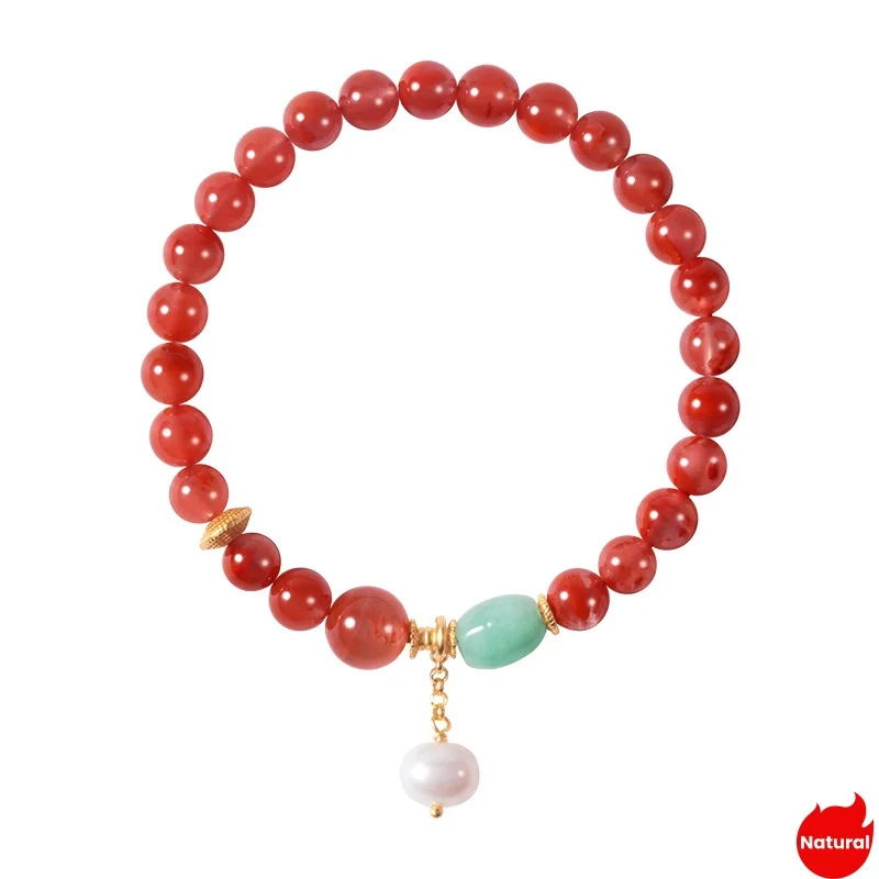 

BOCAI натуральный агат Наньхун браслеты из бисера S925 посеребренный золотой жемчуг Шарм ручная веревка модные ювелирные изделия оптом