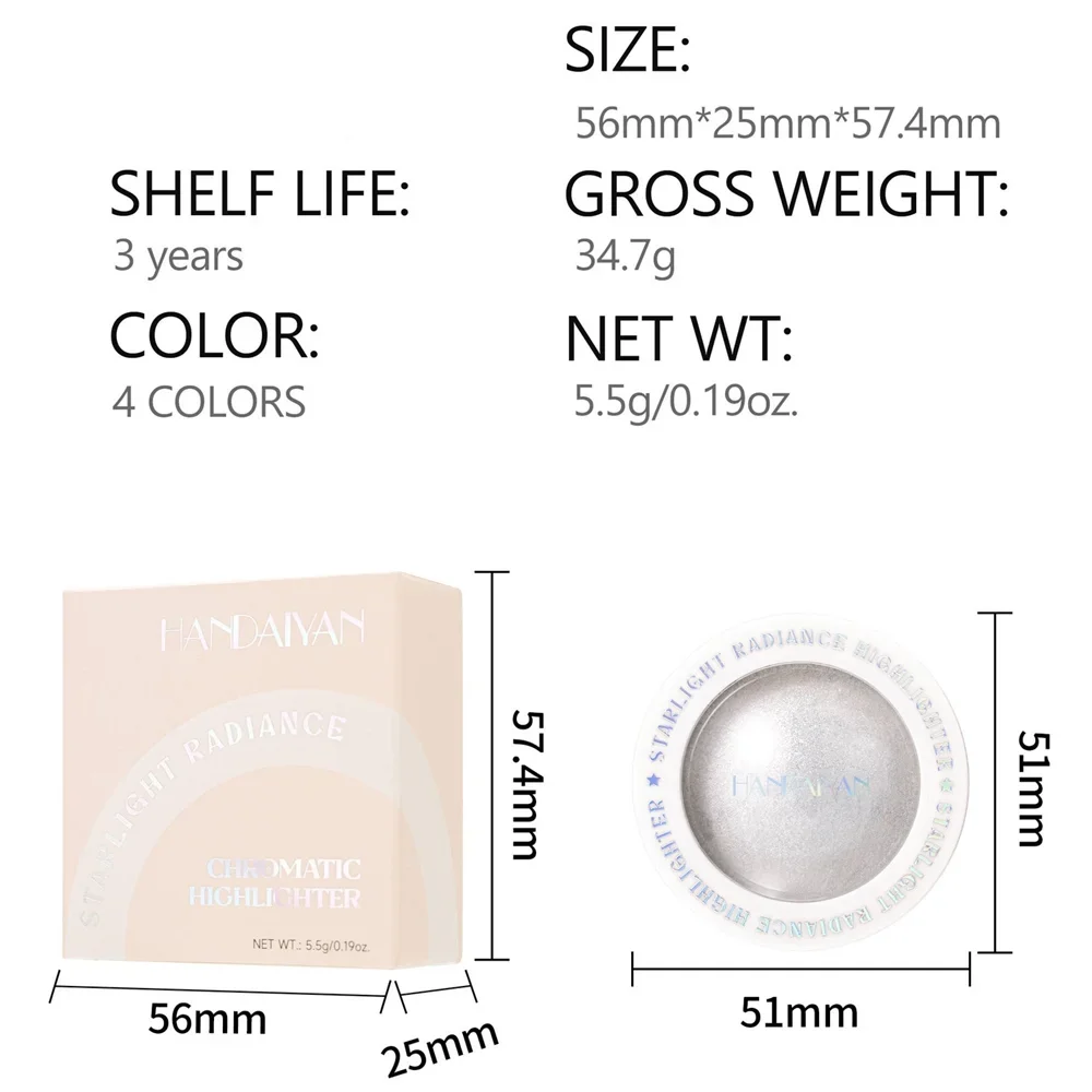 Resaltador de maquillaje de alto brillo, textura de puré de patata suave, resaltado de contorno nacarado, resaltador corporal resistente al agua de larga duración