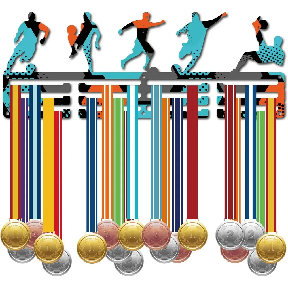 

Football Medal Holder Hanger Medals Display Rack Colorful Metal Iron Shelf Medal Plaques Hanger Organizer Medal Fram