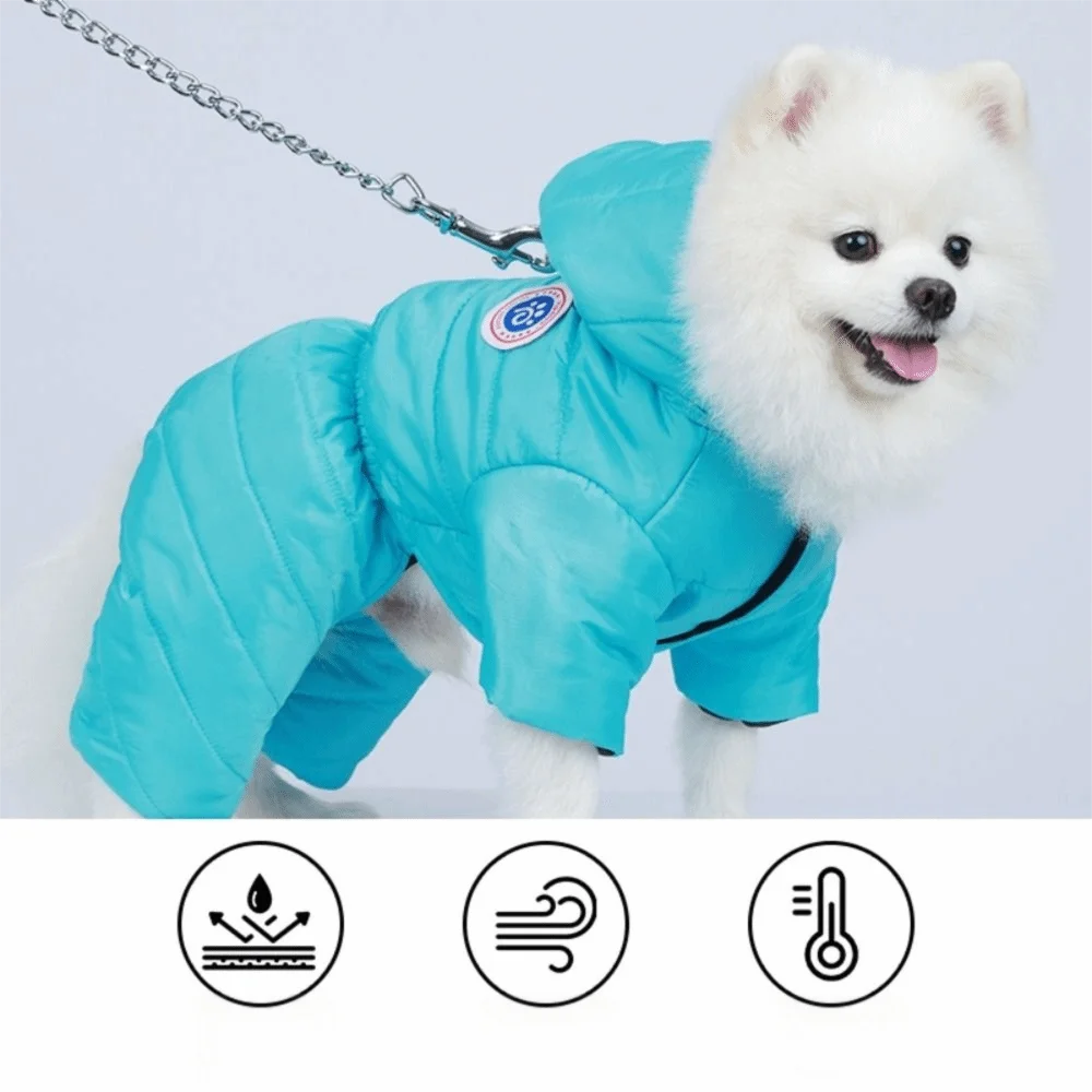 Dog Jumpsuit Waterproof Dog Down Jacket Warm Windproof Four Legged Dog Clothing Thickened Puppy Hoodies Coat Cold Weather