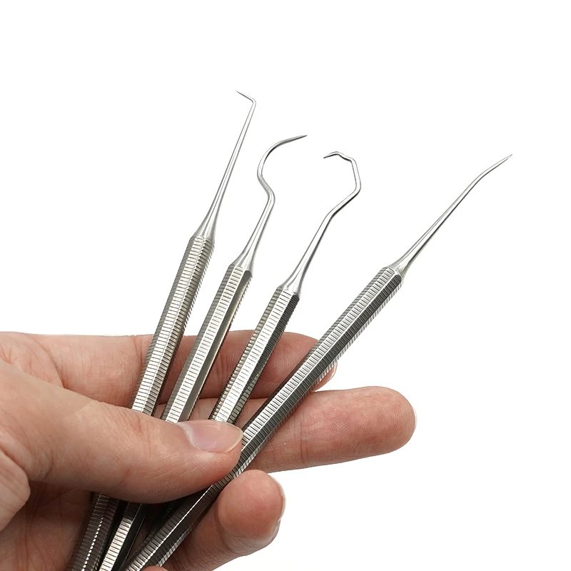 1 szt. Dental sonda periodontyczna ze stali nierdzewnej podwójny hak sonda do badań stomatologicznych endodontyczne czyszczenie zębów sprzęt dentystyczny