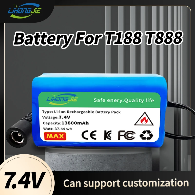 2024 Upgrade 7.4V 12800mAh Battery For T188 T888 2011-5 V007 C18 H18 So on Remote Control RC Fishing Bait Boat Parts