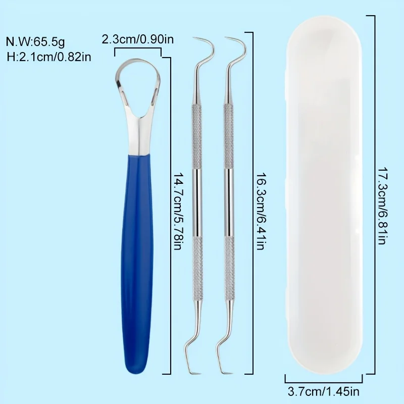 Stainless Steel Tongue Teeth Cleaning Set with Scraper Odorless Personal Care Kit for Fresh Breath,Durable Oral Hygiene Tools