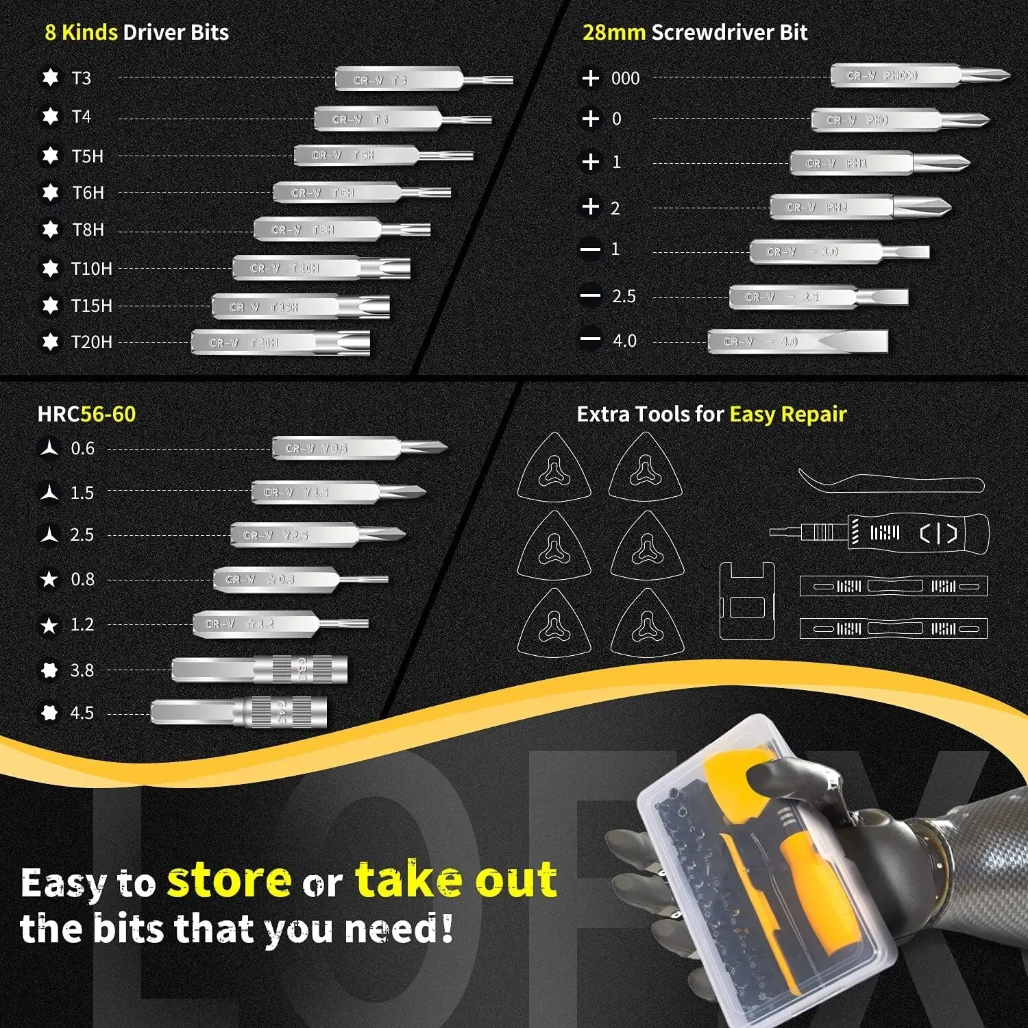 31 in 1 Precision Screwdriver Set Torx Phillips Magnetic Screw Driver Bit Repair Tool Set with Tweezers Spudger and Magnetizer