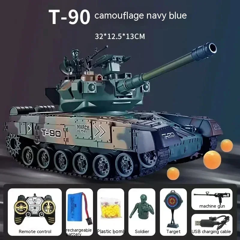 Hot Rc T60 T90 Tank Remote Control Wireless Launch Missiles Battle Game Military Drift Puzzle Toys Boy Color Box Children Gift