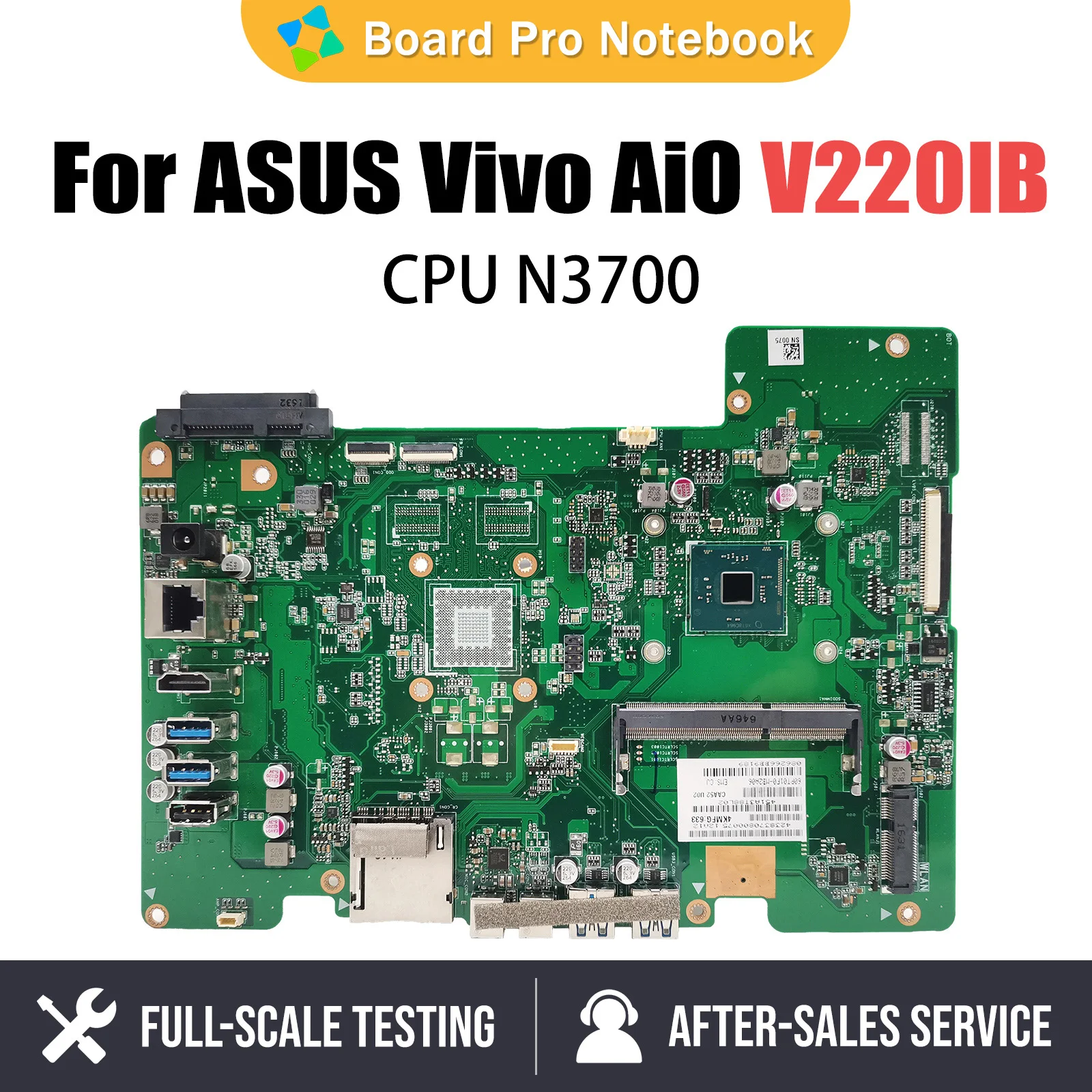 

Laptop Motherboard For ASUS V220IB Notebook Mainboard With N3700 CPU Systemboard 100% Tested OK