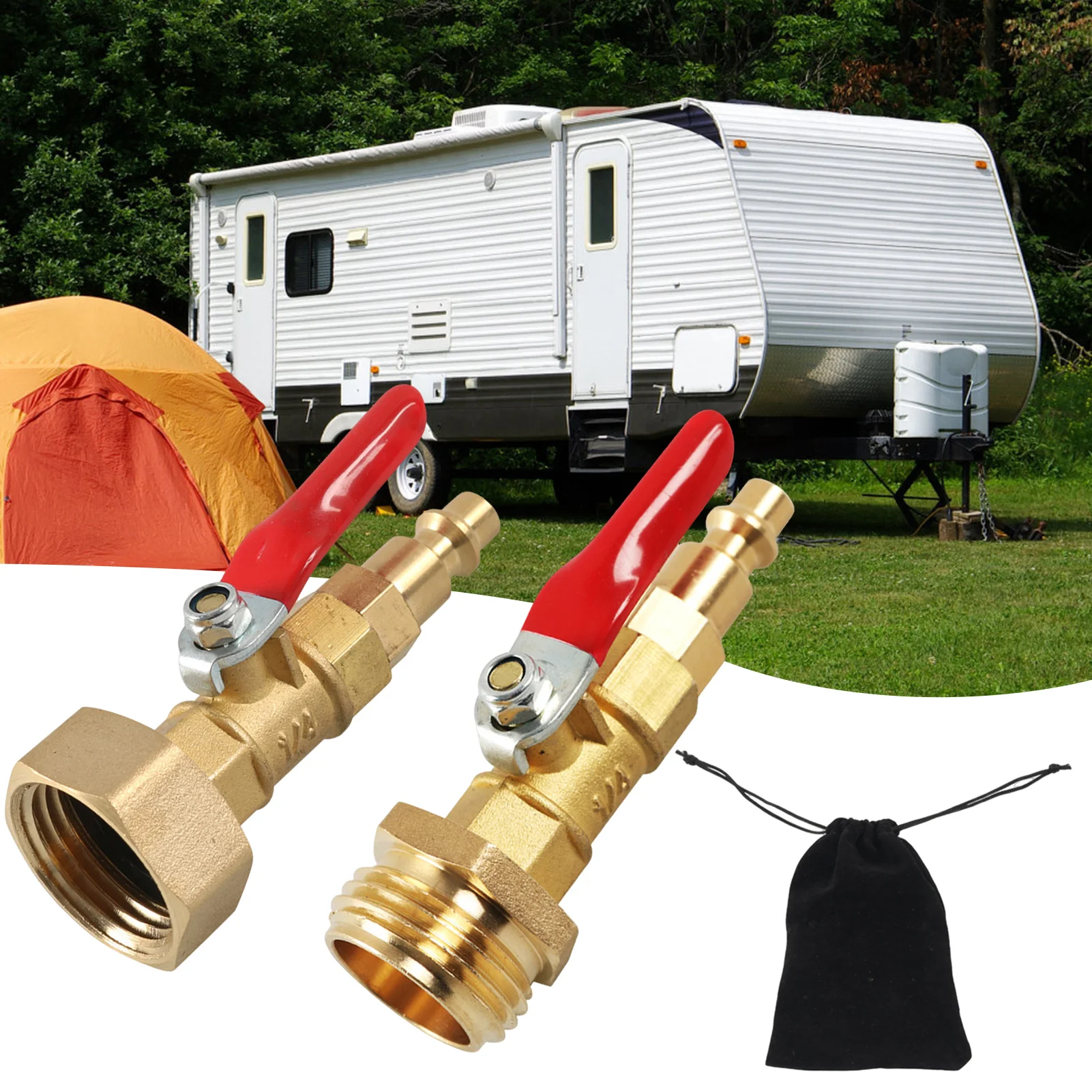 

Outdoor Faucet Hose Connector Water Quick Connect Fittings 1/4 Solid Brass Set for RV Garden Spigot Outside Water Faucets