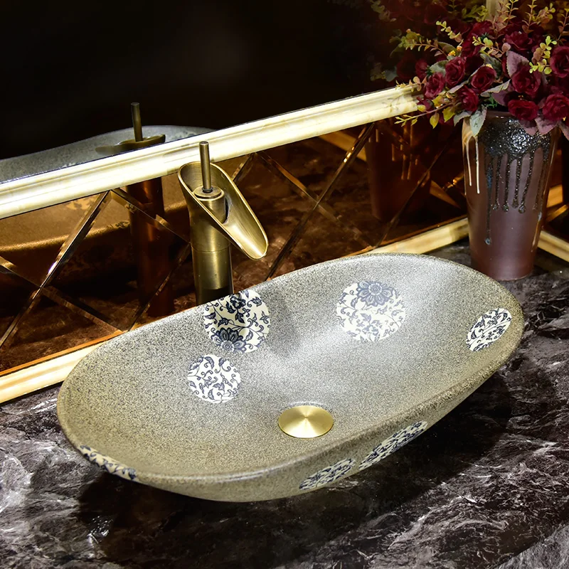 Jingdezhen flower shape ceramic sanitary ware art counter basin wash basin lavabo sink Bathroom sink bathroom wash hand basin