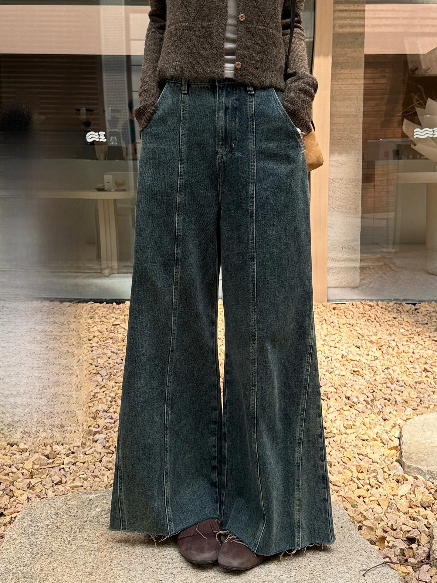 

Ретро-джинсы с широкими штанинами, свободного кроя, осенне-зимний дизайн, повседневные, с высокой талией, хлопковые, женские, модные, свободные джинсы