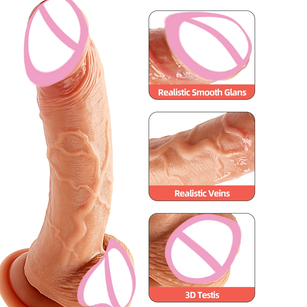 Rubber Penis Realistic Dildo For Women Silicone Big Cock Thick Soft Dildo Suction Cup Real Huge Dick 18.7cm Erotic Adult Sex Toy