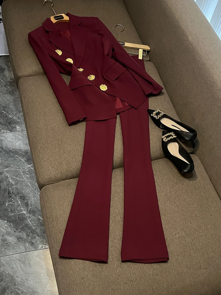 

Комплект из двух предметов Ele, костюм с застежкой на талии на одной пуговице, модный осенне-зимний новый костюм высокого класса, женский ансамбль