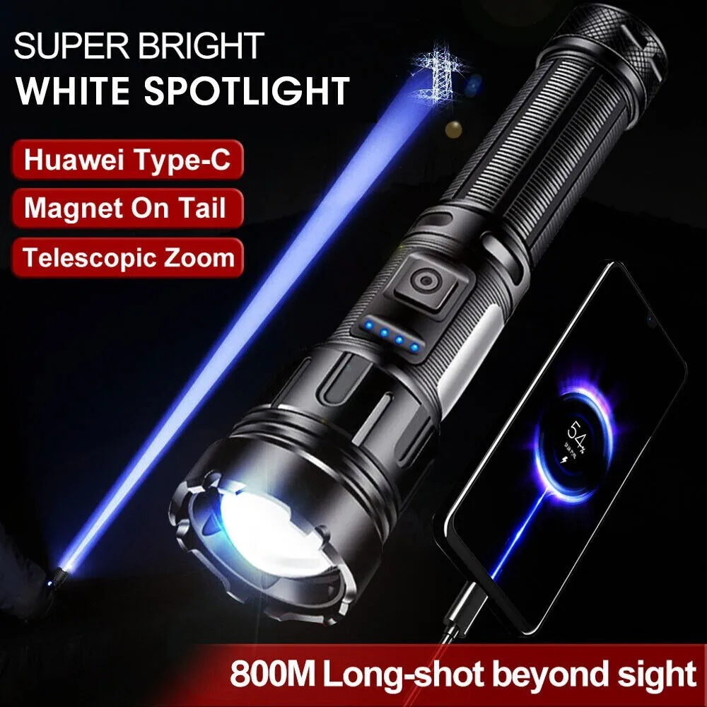 

Portable High Power LED Flashlight Zoomable USB Rechargeable Tactical Torch Outdoor Camping Hiking Waterproof Emergency Lamp