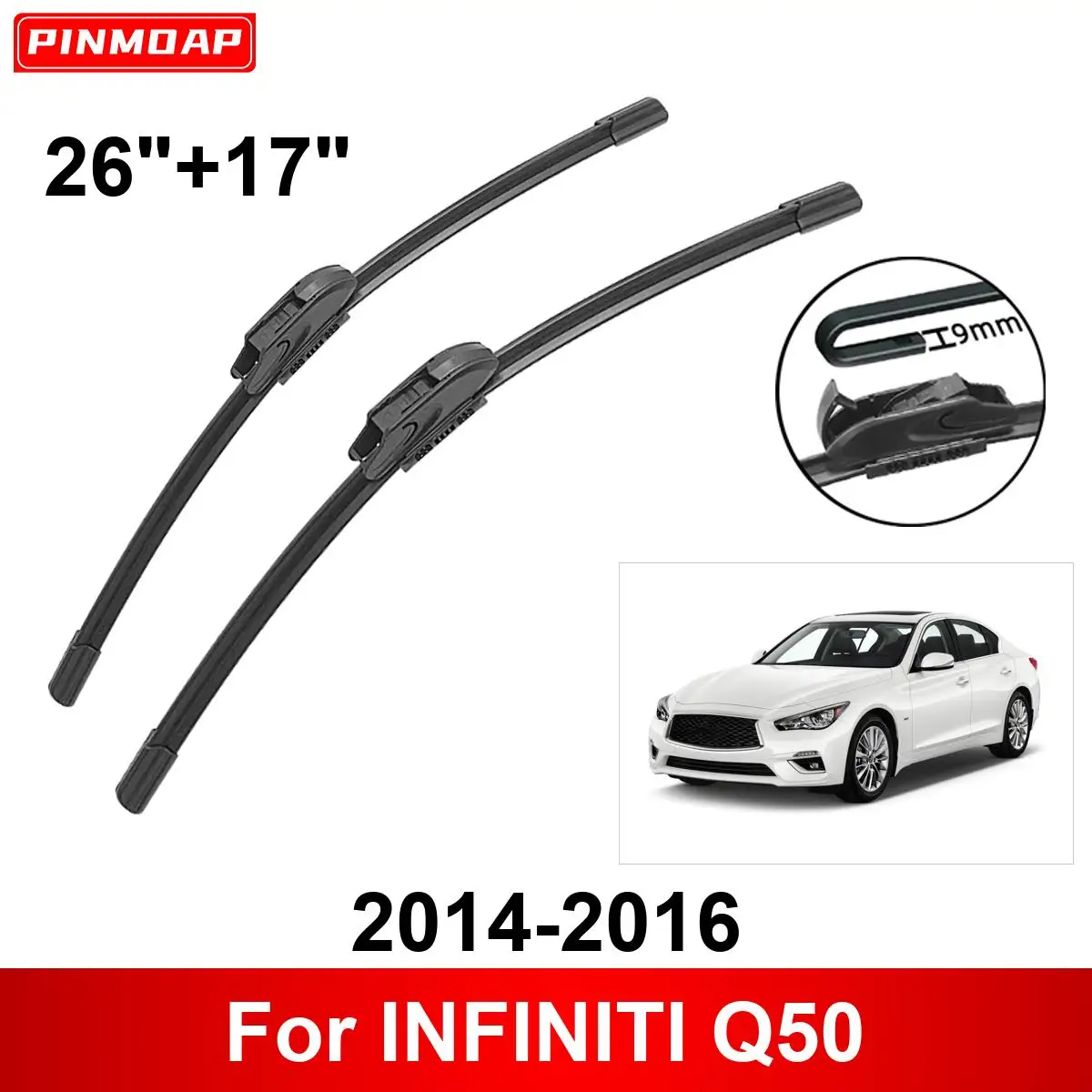 

Car Wiper for INFINITI Q50 2014-2016 26" + 17" Front Rear Wiper Blades Brushes Cutter Accessories 2014 2015 2016