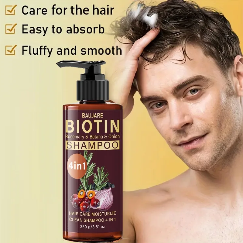 Biotin Rosemary Onion Strengthening Shampoo 250ml – Volumizing & Smoothing Formula, Gently Cleanses & Nourishes Dry Hair