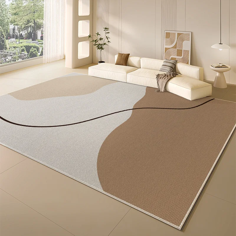 

VIKAMA Cream style Living room Crystal velvet carpet Modern geometric stripes simple sofa coffee table cushion bedroom floor mat
