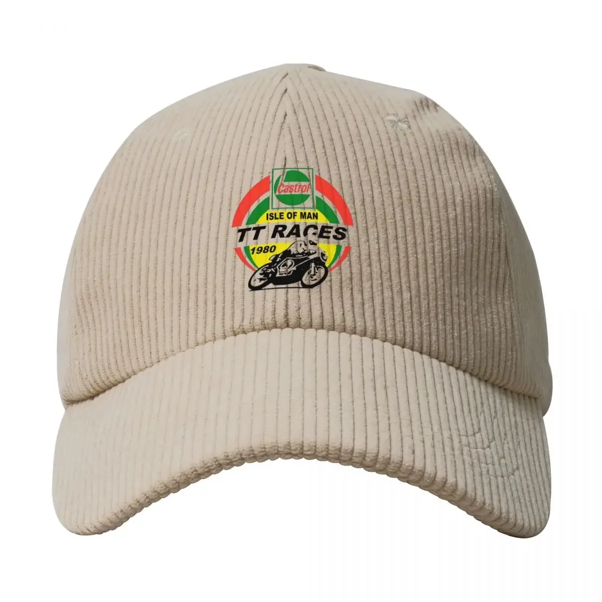 Casquette de baseball en velours côtelé, course de moto, île de Man, courses TT, chapeaux de style, casquette à visière solaire, 1980