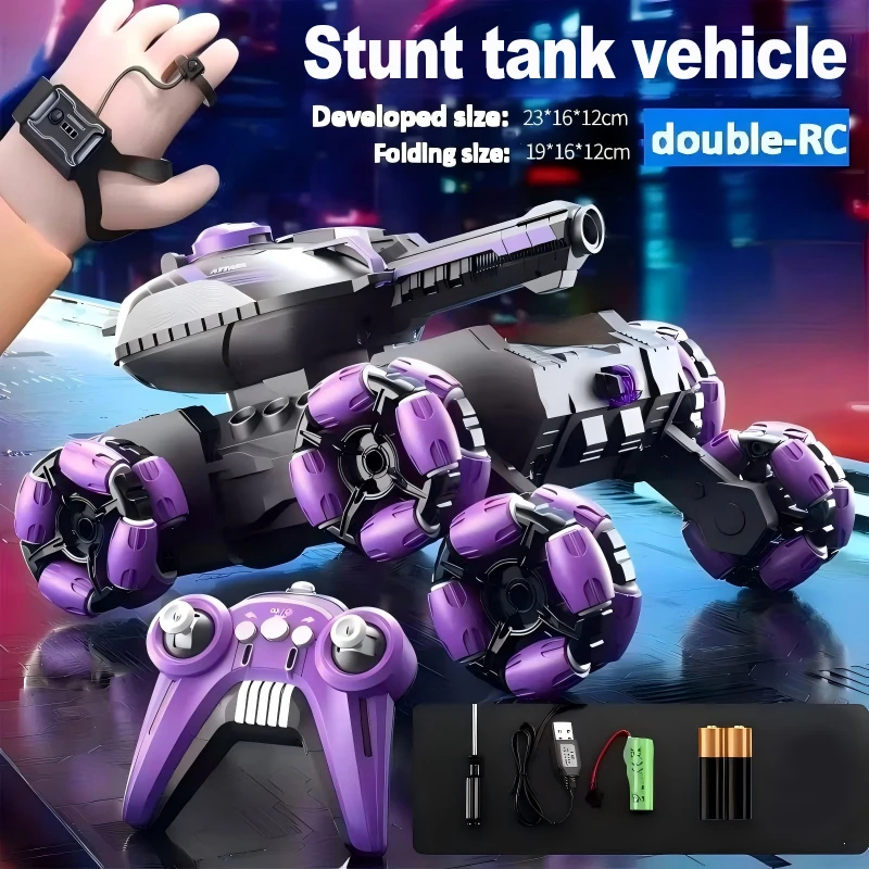 4-6 Wheel Stunt RC Car 2.4G Transformable Robot Tank Toy with LED Light Rotating Drift for Boys And Girls Outdoor Playtime Gift