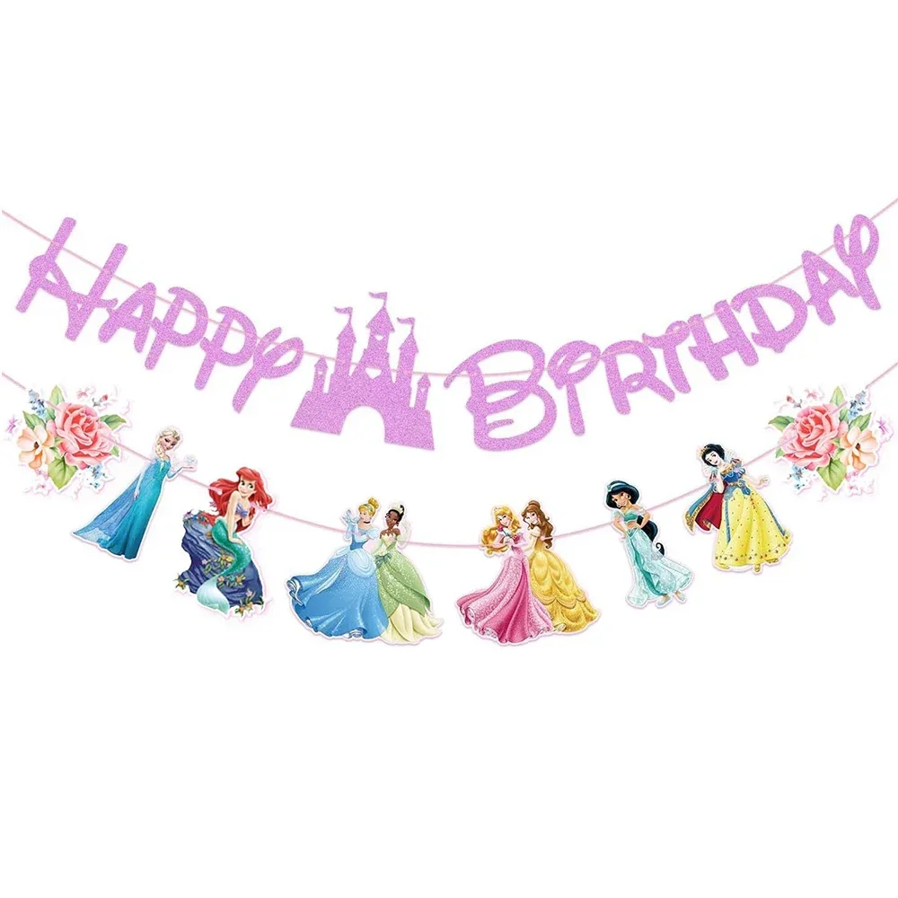 Prinses Verjaardagsfeestje Decor Meisjes Partij Ballonnen Servies Plaat Cake Topper Meisjes Verjaardag Photo Booth Baby Douche Decoratie