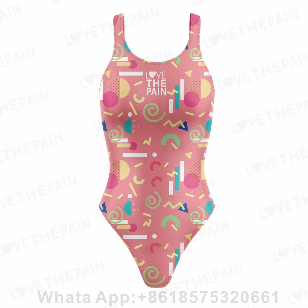 

Love The Pain Women One Piece Suit Raceback Swimwear Training Sports Athletic One Piece Bikini Slim Swimsuit Monokini Mujer