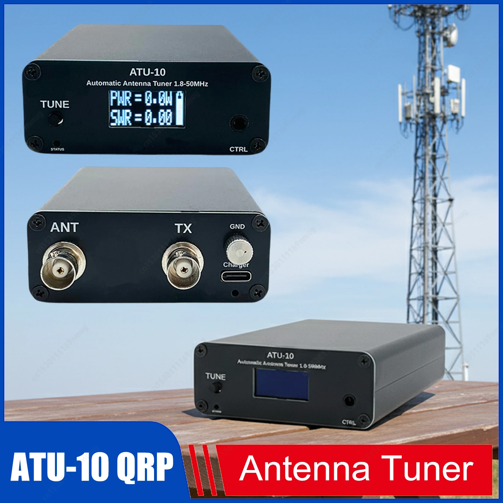

ATU-10 ATU10 Automatic Antenna Tuner 1-15W Antenna Automatic Tuner 1.8-50MHz 0.91 Inch OLED Display