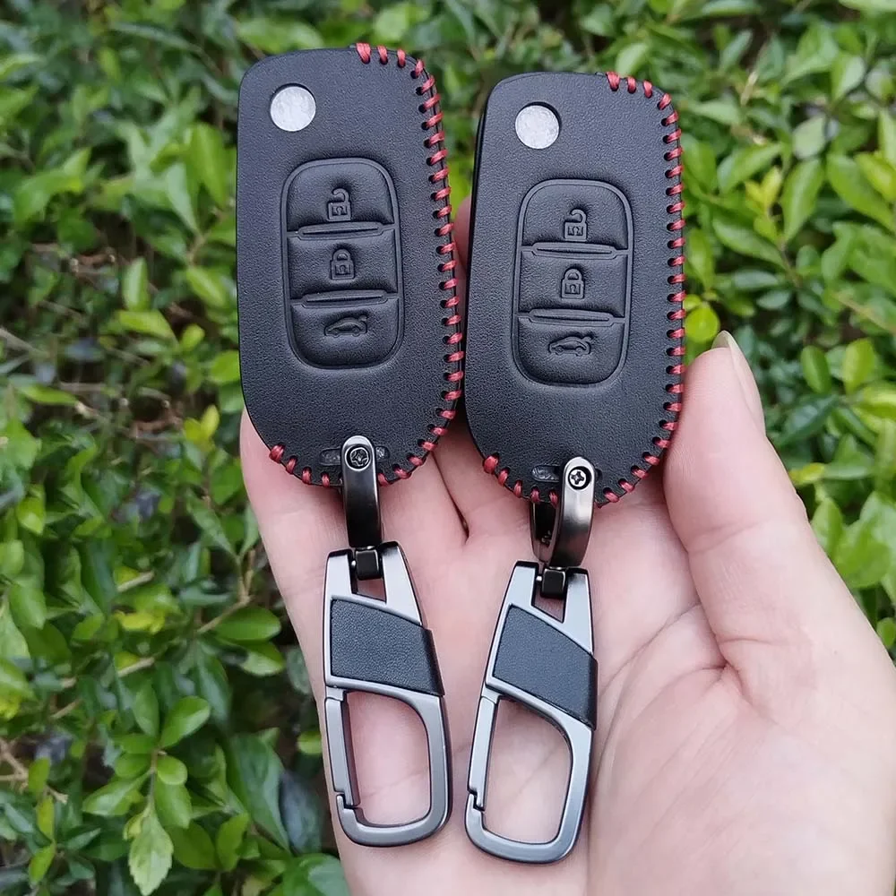 

Leather Key Cover Case for Renault Logan 2 Stepway Sandero Duster 2019 2020 Holder Keychain Protection Shell Car Accessories