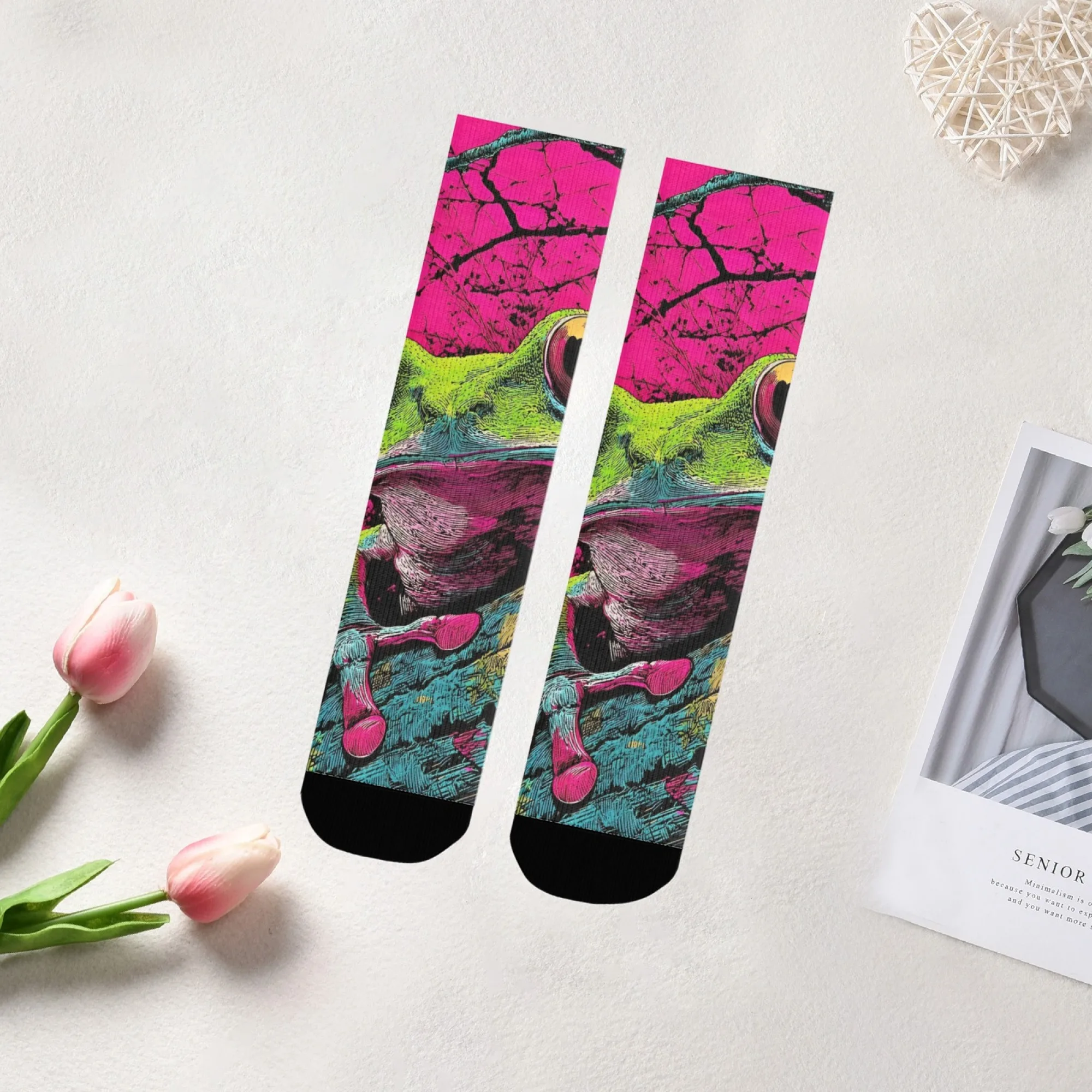 Red-Eyed Tree Frog Socks Elastic Lightweight Smooth Men's Socks Hiking Camping Low Cortisol Happy Party Edgy Funny Novelty Socks