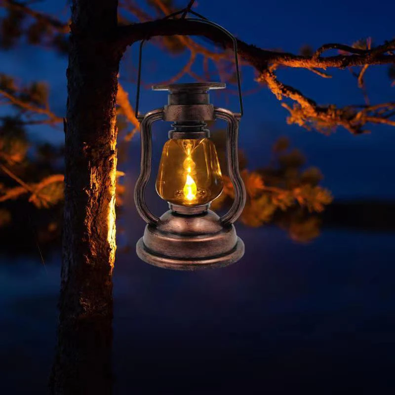 Solar Retro Kerosene Lamp Lamp Lamp Led Outdoor Garden Yard Christmas Decoration Hand Lamp Flame Candle Lamp