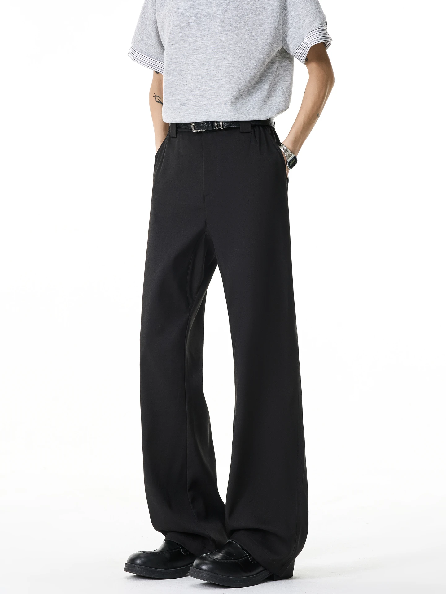 

Простые однотонные прямые брюки свободного кроя с широкими штанинами, повседневные брюки для мужчин, универсальные длинные брюки свободного кроя, весенний сезон