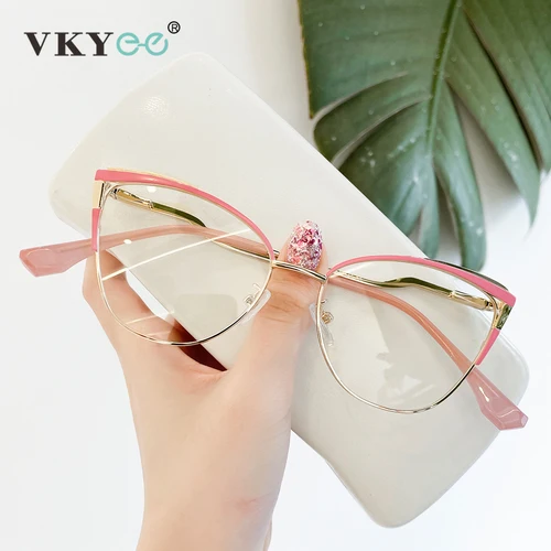 Imagen 2 del producto VICKY moda nuevo diseño de ojo de gato personalizado gafas de lectura antiluz azul para mujer prescripción personalizable 68001