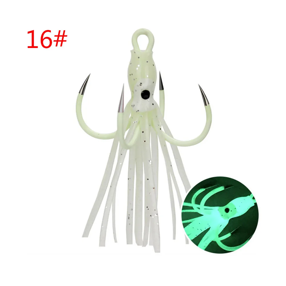 Luminous Squid Jig Hook Saltwater, Waterproof Night Fishing Bait Light Swivel 4 Anchor Hook Jigs For Outdoor Fishing