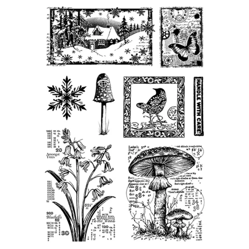 11*16cm Vintage Labeled Flowers Silicone Stamps Scrapbook Handbook Diy Greeting Card Handmade Diary Decoration Embossing Make