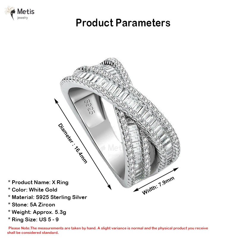 S925 Sterling Silver Double Layer Cross Full Diamond Ring Minimalist Stackable Statement Finger Jewelry for Women