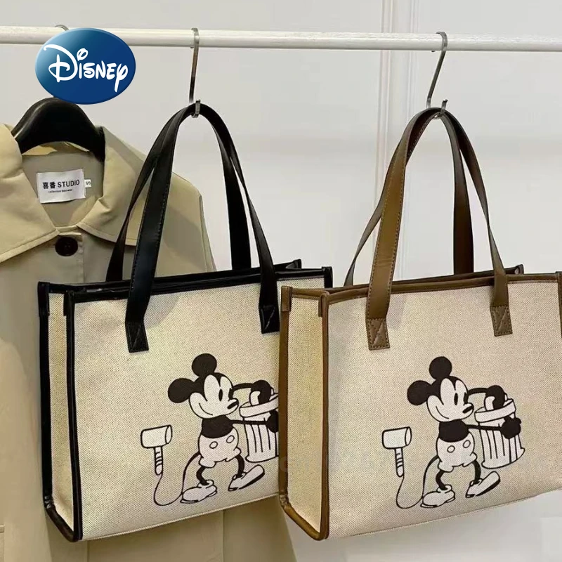 

Disney Mickey New Women's Handbag Canvas Fashion Large Capacity Women's Shoulder Bag Fashion Leisure Travel Storage Tote Bag
