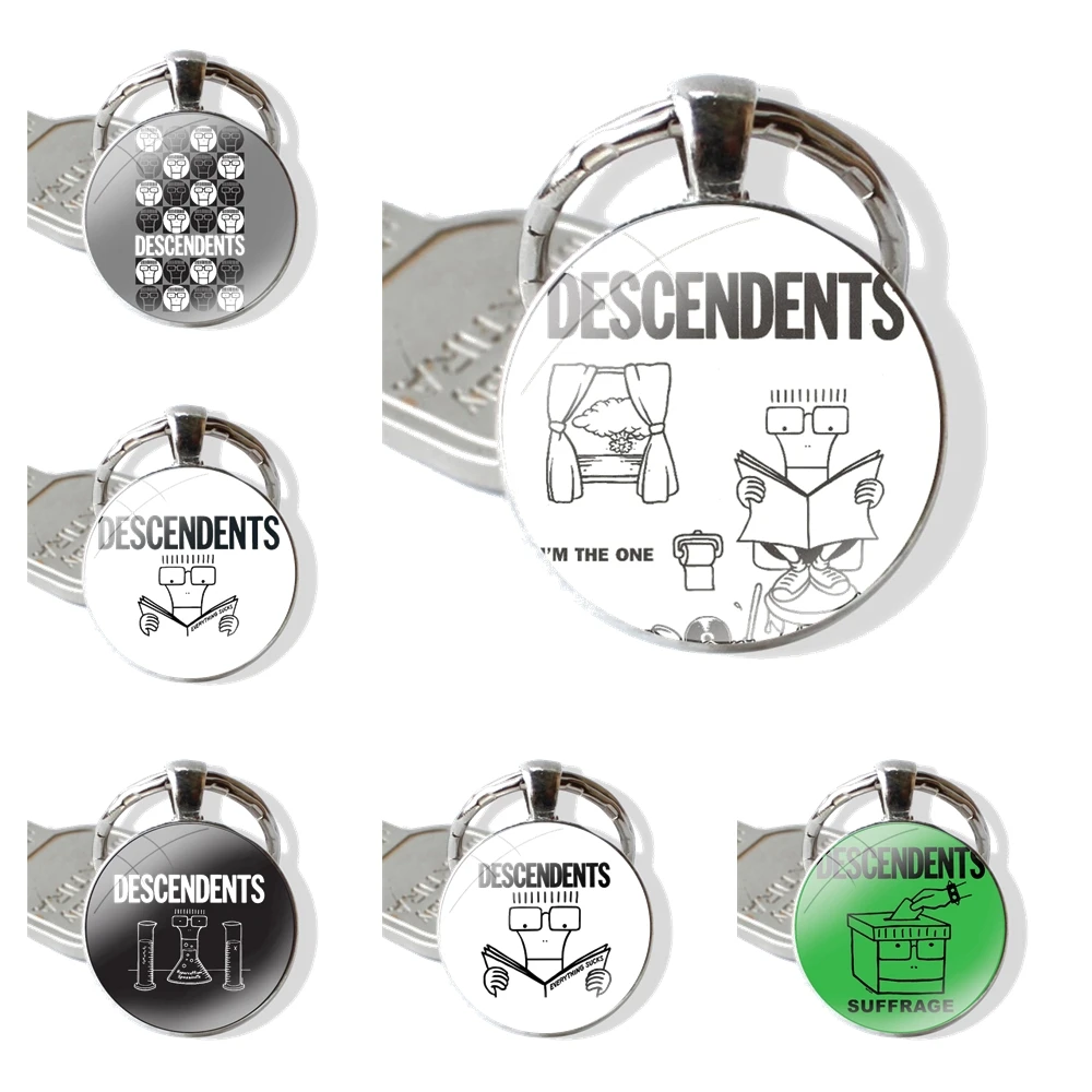 Descendents Keychain Handmade Glass Cabochon Key Ring Holder Pendant Key Chains