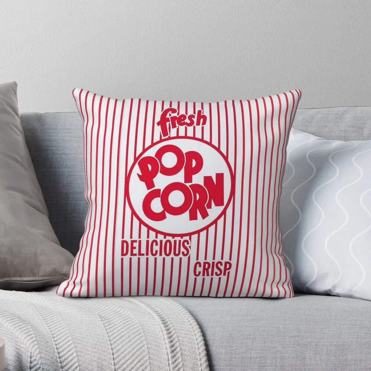 Delicious Crispy Fresh Popcorn Pillowcase Polyester Linen Velvet Printed Zip Decor Car Cushion Case