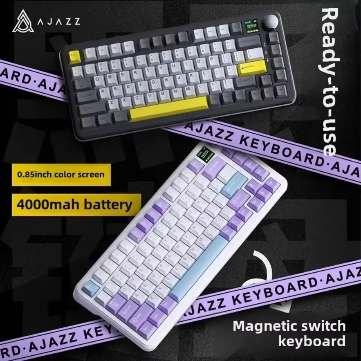 AJAZZ AK820MAX Magnetic Shaft Tri-mode Mechanical Keyboard Gaming Wireless Wired Tri-mode Support RT Adjustable Key Range