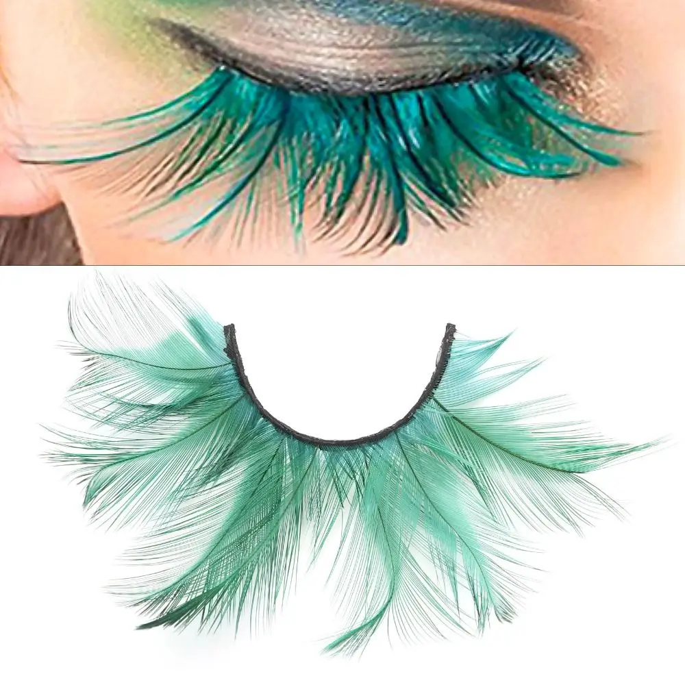 Eyelash Extension Feather Eyelashes Halloween Costume Feather False Lashes Green Extra Long Anime Cosplay