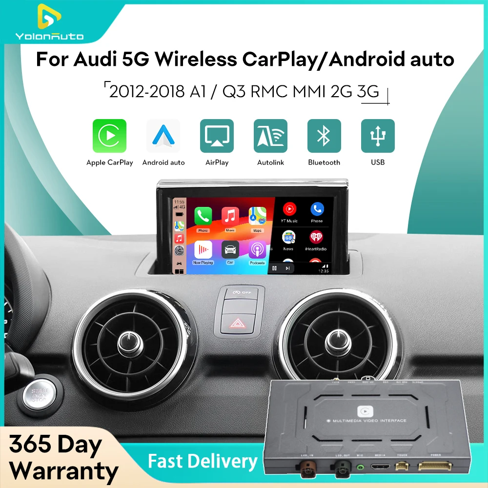 YolanAuto для Audi A1 Q3 RMC MMI 2G 3G 2012-2018 MY Wireless Apple CarPlay Android Auto iOS AirPlay Модернизация Mirror-Link