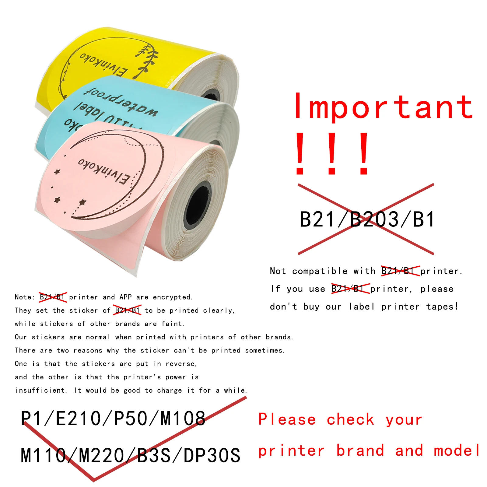 6rolls M110Thermal Labels Round1.96（50mm） Waterproof Circle Sticker for E210 P50 P1 DP30S M220Labels