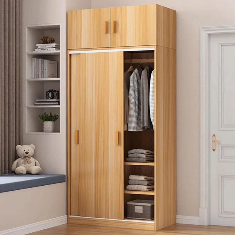 Wooden Modern Wardrobe Kids Fabric Cabinet Partitions Cupboard Storage Organizer Closet Bedroom Guarda Roupa Home Furniture